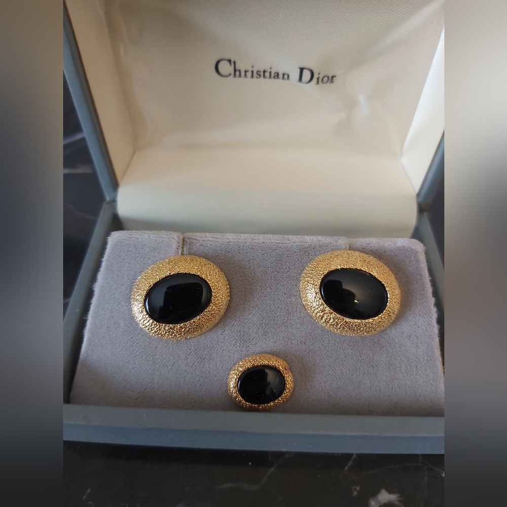 Autentic Christian Dior Gold and Black vintage cuffliks